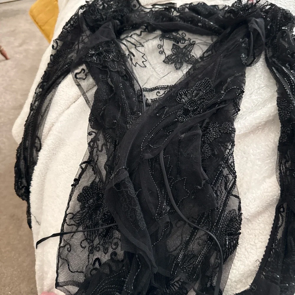 Dolce & Gabbana Sheer Lace Beaded Top Vintage Italy - Picture 10 of 13